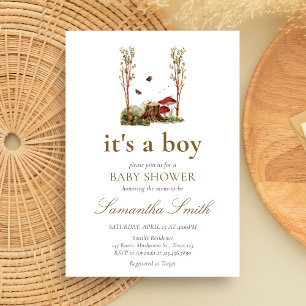 Rustic Mushroom Woodland Baby Shower Invitation