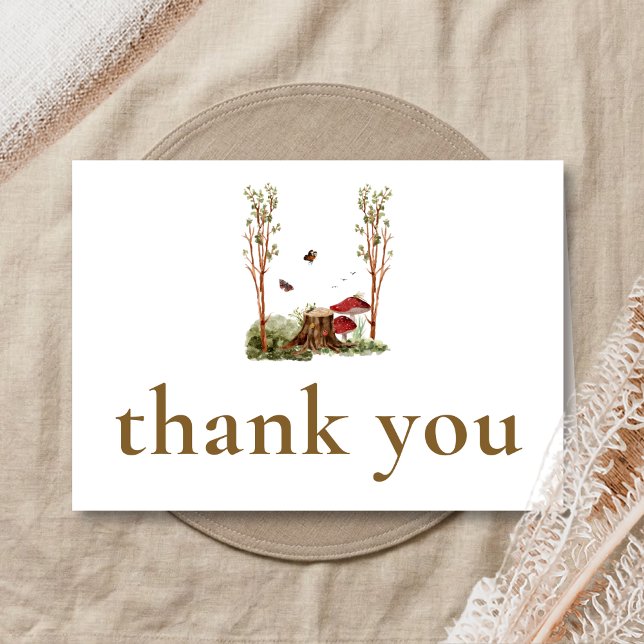Rustic Mushroom Woodland Baby Shower Thank You Card (Mushroom Rustic Woodland Baby Shower Thank You Card)