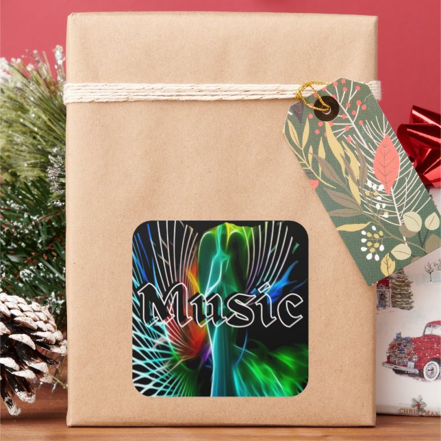 Rustic  Music  Sound Square Sticker (Holiday)