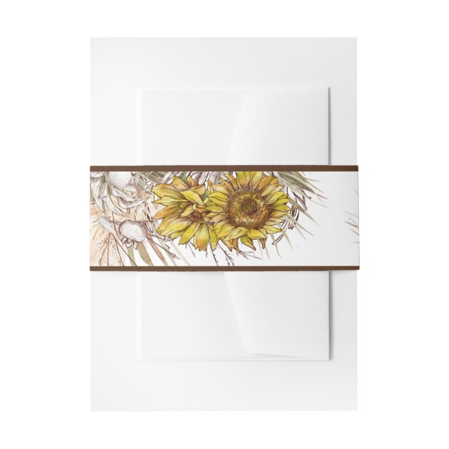 Rustic Mustard Sunflower 3 Invitation Belly Band (Front Example)