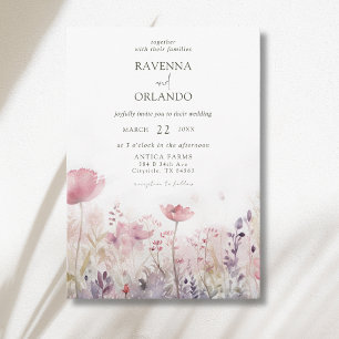 Rustic Muted Winter Wildflower Meadow Wedding Invitation