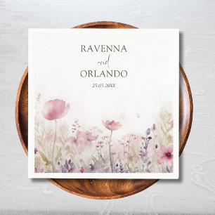 Rustic Muted Winter Wildflower Meadow Wedding Napkin