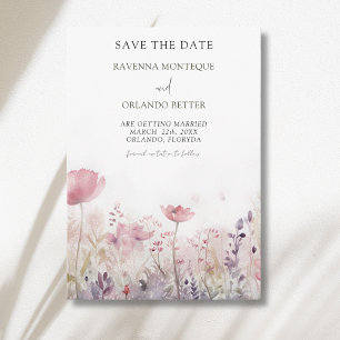 Rustic Muted Winter Wildflower Meadow Wedding Save The Date