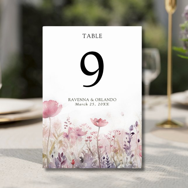 Rustic Muted Winter Wildflower Meadow Wedding Table Number (Creator Uploaded)