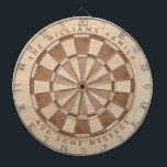 Rustic Name Message Brown Wood Classic  Dartboard<br><div class="desc">A classic dartboard design with alternating darker and lighter brown wood triangles. 

Above is the name,  below is a message,  bot in brown arched text.</div>