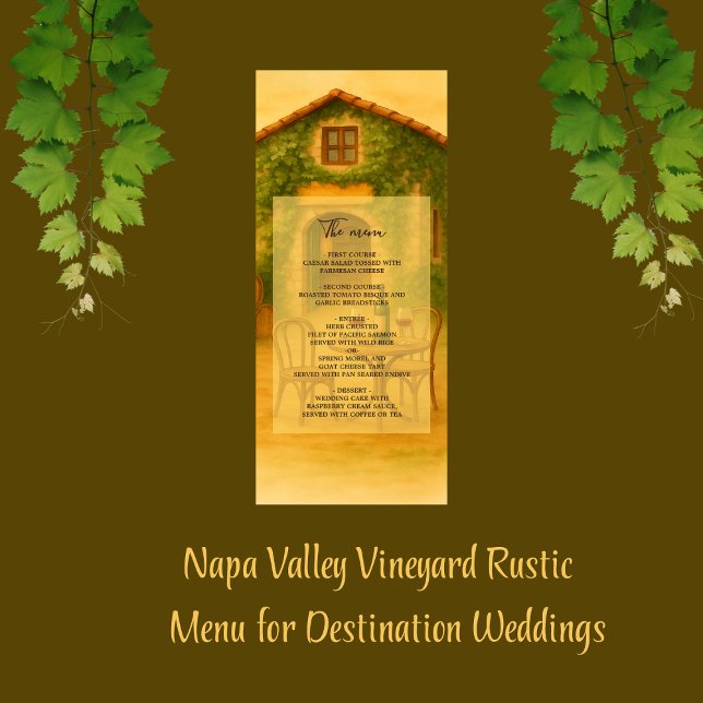 Rustic Napa Valley Vineyard Golden Wedding Dinner  Programme (Creator Uploaded)