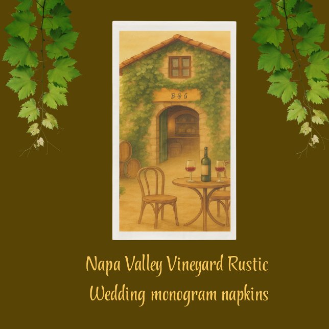 Rustic Napa Valley Vineyard Golden Wedding  Napkin (Creator Uploaded)