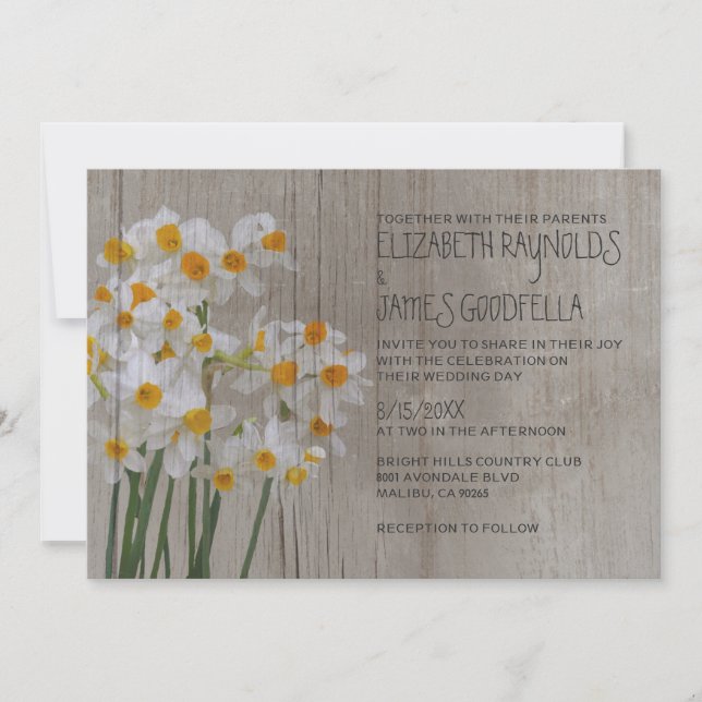 Rustic Narcissus Wedding Invitations (Front)
