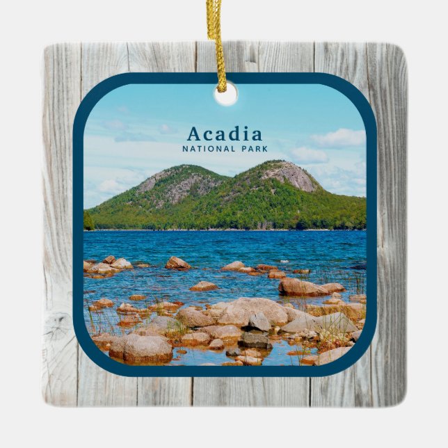 Rustic National Park Custom Photo Ceramic Ornament (Front)