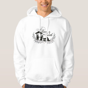 Rustic Nativity Peace on Earth Wreath Adult Hoodie