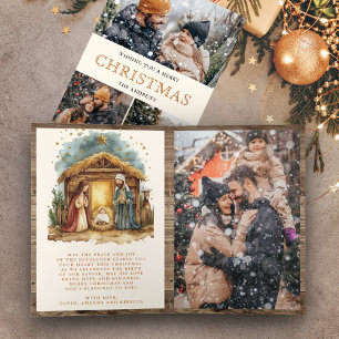 Rustic Nativity Scene Photo Collage Christmas Holiday Card