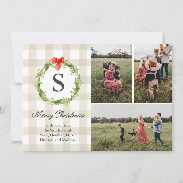 Rustic, Natural Christmas Photo Card (Front)