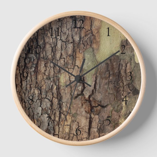 Rustic natural distressed tree bark forest trees  clock (Front)