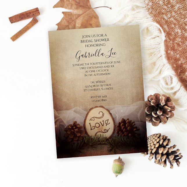 Rustic Natural Pines Woods Bridal Shower Invitation (Creator Uploaded)