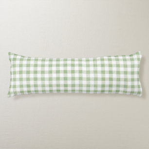 Rustic Natural Sage Gingham Plaid Body Cushion