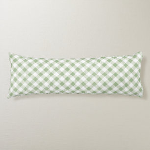 Rustic Natural Sage Gingham Plaid Body Cushion