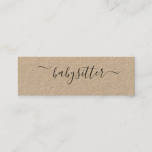 Rustic Natural Simple Plain  Babysitter Au Pair Mini Business Card
