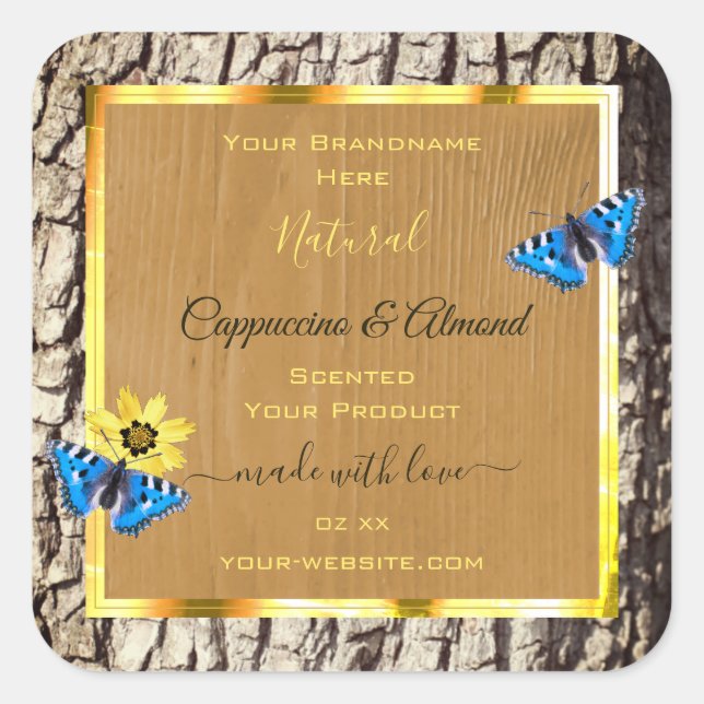 Rustic Natural Tree Bark Wood Grain Product Labels (Front)