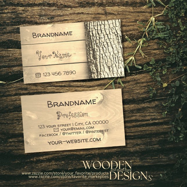 Rustic Natural Wooden Boards Tree Bark Wood Grain Business Card (Creator Uploaded)
