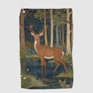 Rustic nature deer boho woodland forest greenery  golf towel