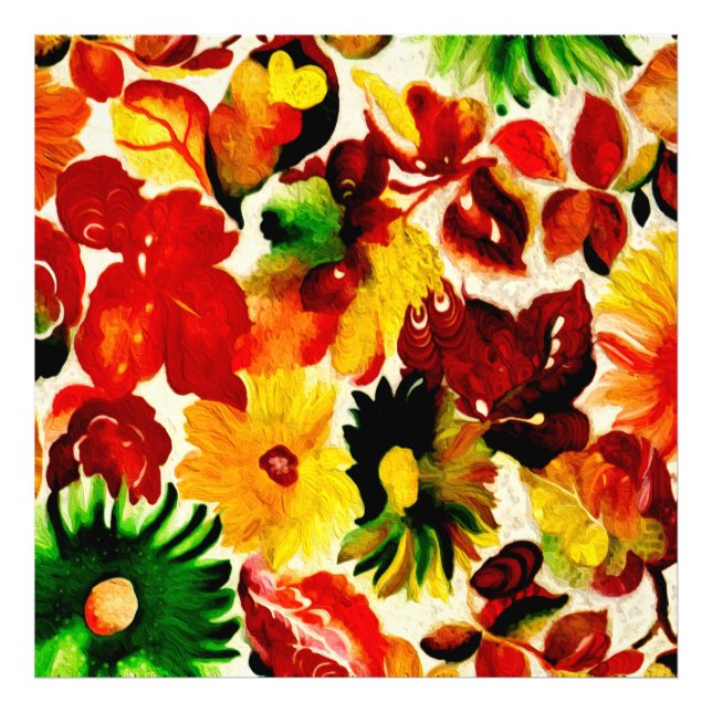 Rustic Nature Fall Leaves Painting Photo Print (Front)