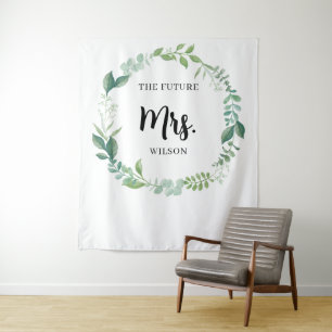 Rustic Nature Greenery Bridal Shower Backdrop Tapestry