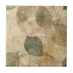 Rustic Nature-Inspired Leaf - Botanical Art (6) Tile
