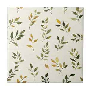 Rustic Nature-Inspired Leaf - Botanical Art (7) Tile