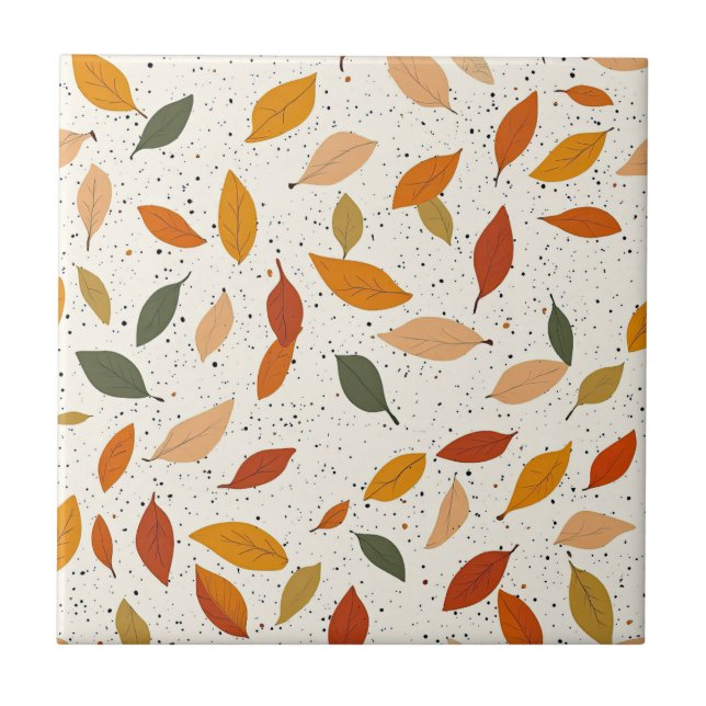 Rustic Nature-Inspired Leaf - Botanical Art Tile (Front)