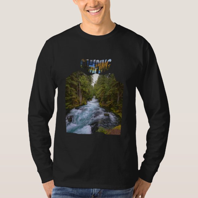 Rustic Nature Landscape Waterfall T-Shirt (Front)