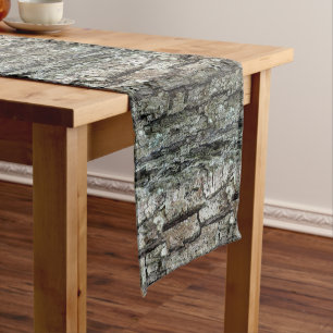 Rustic Nature Old Pine Bark Photo Short Table Runner