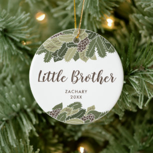 Rustic Nature Personalized Little Brother Greenery Ceramic Tree Decoration