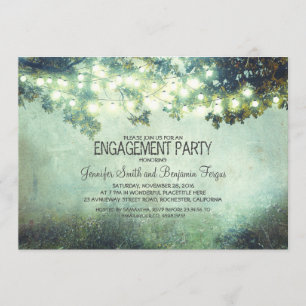 rustic nature tree branch lights engagement party invitation