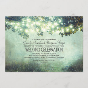 rustic nature tree branches lights wedding invitation