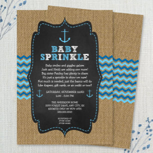 Rustic Nautical baby sprinkle invitations