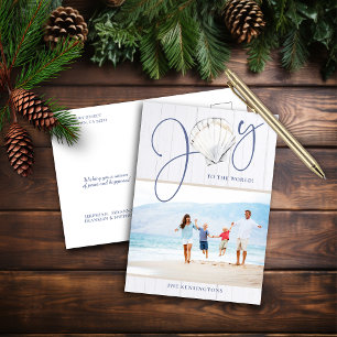 Rustic Nautical Christmas Joy Holiday Photo Postcard