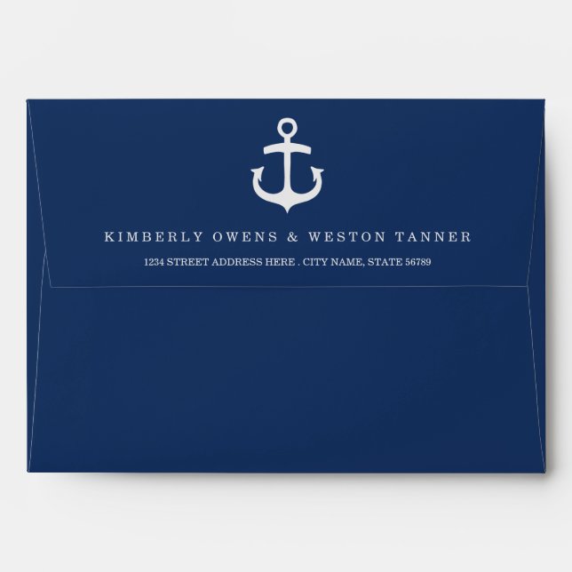 Rustic Nautical Pre-Addressed Envelope / Navy (Back (Top Flap))