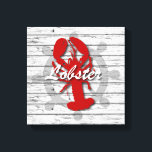 Rustic Nautical Red Lobster On Distressed Wood Canvas Print<br><div class="desc">Rustic Nautical red lobster on a grey faux distressed wood look. Bring instant warmth and comfort into your living space with this decorative nautical wall art. This design would also work great in a restaurant that serves seafood. Look for the matching set of 7- Octopus, Dolphin, Crab, Lobster, Seahorse, Anchor,...</div>