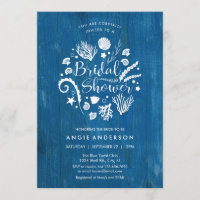 Rustic Nautical Sea Life Bridal Shower Invitation