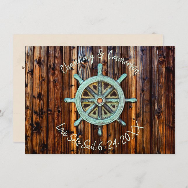 Rustic Nautical Wedding or Engagement Invitation (Front/Back)