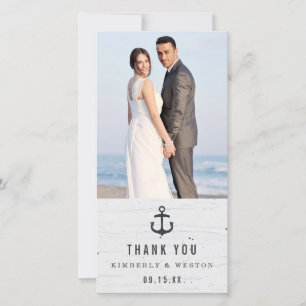 Rustic Nautical Wedding Thank You Photo Card
