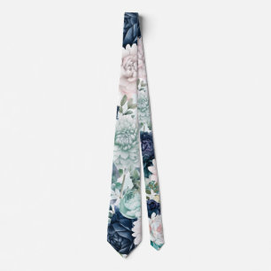 Rustic Navy and Jade Peony Wedding Groom Tie