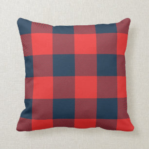 Rustic Navy and Red Buffalo Check Plaid Cushion