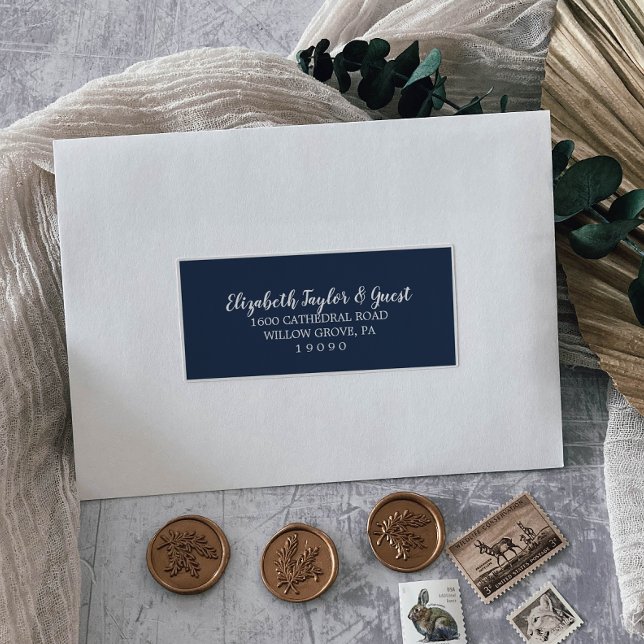 Rustic Navy and White Wedding Guest Address Labels (Creator Uploaded)