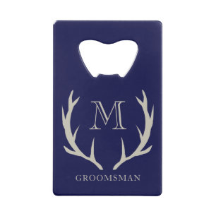 Rustic Navy Blue Antler Custom Groomsmen Gift