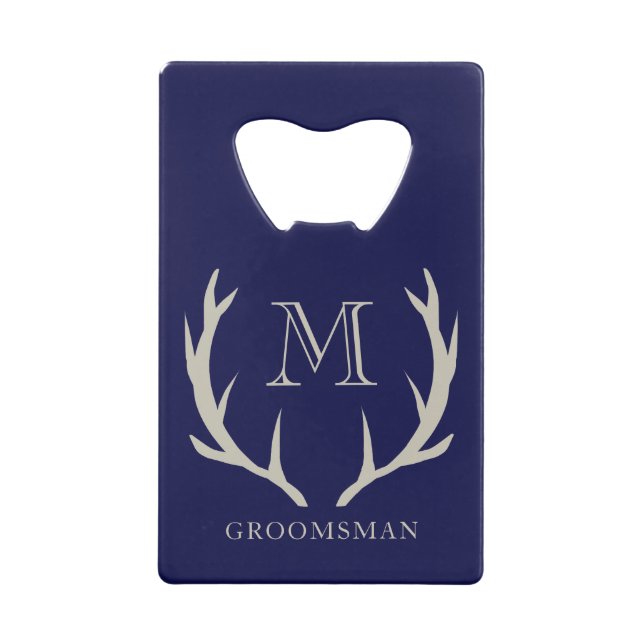 Rustic Navy Blue Antler Custom Groomsmen Gift (Back)