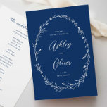Rustic Navy Blue Boho Wildflower Wreath Wedding Programme<br><div class="desc">This lovely wedding ceremony program features a lovely navy blue and white colour palette with hand-drawn wildflowers and elegant typography. Together these elements create an rustic yet elegant wedding program that would be perfect for a romantic wedding any time of the year. This design coordinates with our Rustic Wildflowers wedding...</div>