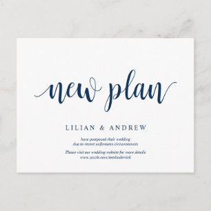 Rustic Navy Blue, new plans, wed postponed Postcard