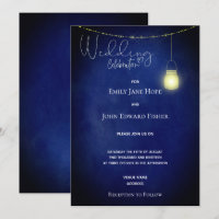 Rustic Navy Blue Watercolor Mason Jar Wedding