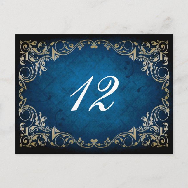 rustic "navy blue"  wedding table seating card (Front)